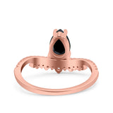 Art Deco Solitaire Accent Pear Wedding Engagement Bridal Ring Band Round Simulated Cubic Zirconia 925 Sterling Silver