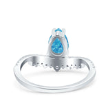 Art Deco Solitaire Accent Pear Wedding Engagement Bridal Ring Band Round Simulated Cubic Zirconia 925 Sterling Silver