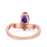 Art Deco Solitaire Accent Pear Wedding Engagement Bridal Ring Band Round Simulated Cubic Zirconia 925 Sterling Silver