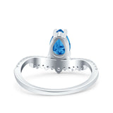 Art Deco Solitaire Accent Pear Wedding Engagement Bridal Ring Band Round Simulated Cubic Zirconia 925 Sterling Silver