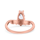 Art Deco Solitaire Accent Pear Wedding Engagement Bridal Ring Band Round Simulated Cubic Zirconia 925 Sterling Silver