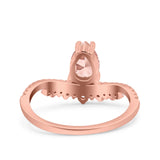 Art Deco Solitaire Accent Pear Wedding Engagement Bridal Ring Band Round Simulated Cubic Zirconia 925 Sterling Silver