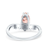 Art Deco Solitaire Accent Pear Wedding Engagement Bridal Ring Band Round Simulated Cubic Zirconia 925 Sterling Silver