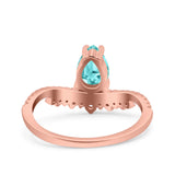 Art Deco Solitaire Accent Pear Wedding Engagement Bridal Ring Band Round Simulated Cubic Zirconia 925 Sterling Silver