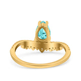 Art Deco Solitaire Accent Pear Wedding Engagement Bridal Ring Band Round Simulated Cubic Zirconia 925 Sterling Silver