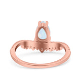 Art Deco Solitaire Accent Pear Wedding Engagement Bridal Ring Band Round Simulated Cubic Zirconia 925 Sterling Silver