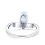 Art Deco Solitaire Accent Pear Wedding Engagement Bridal Ring Band Round Simulated Cubic Zirconia 925 Sterling Silver