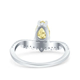 Art Deco Solitaire Accent Pear Wedding Engagement Bridal Ring Band Round Simulated Cubic Zirconia 925 Sterling Silver