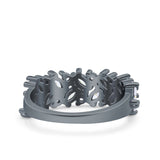 Half Eternity Ring Marquise Wedding Engagement Band Round Pave Simulated Cubic Zirconia 925 Sterling Silver