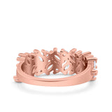 Half Eternity Ring Marquise Wedding Engagement Band Round Pave Simulated Cubic Zirconia 925 Sterling Silver