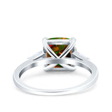 Cushion Cut Art Deco Wedding Bridal Ring Baguette Simulated Cubic Zirconia 925 Sterling Silver