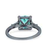 Cushion Cut Art Deco Wedding Bridal Ring Baguette Simulated Cubic Zirconia 925 Sterling Silver