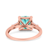 Cushion Cut Art Deco Wedding Bridal Ring Baguette Simulated Cubic Zirconia 925 Sterling Silver