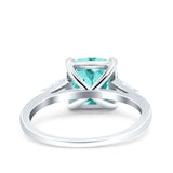 Cushion Cut Art Deco Wedding Bridal Ring Baguette Simulated Cubic Zirconia 925 Sterling Silver