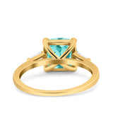 Cushion Cut Art Deco Wedding Bridal Ring Baguette Simulated Cubic Zirconia 925 Sterling Silver