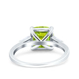 Cushion Cut Art Deco Wedding Bridal Ring Baguette Simulated Cubic Zirconia 925 Sterling Silver