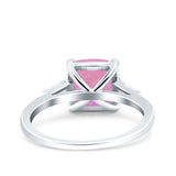 Cushion Cut Art Deco Wedding Bridal Ring Baguette Simulated Cubic Zirconia 925 Sterling Silver