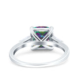 Cushion Cut Art Deco Wedding Bridal Ring Baguette Simulated Cubic Zirconia 925 Sterling Silver