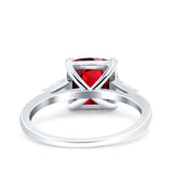 Cushion Cut Art Deco Wedding Bridal Ring Baguette Simulated Cubic Zirconia 925 Sterling Silver