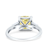 Cushion Cut Art Deco Wedding Bridal Ring Baguette Simulated Cubic Zirconia 925 Sterling Silver