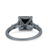 Asscher Cut Art Deco Wedding Engagement Ring Bridal Baguette Simulated Cubic Zirconia 925 Sterling Silver