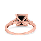 Asscher Cut Art Deco Wedding Engagement Ring Bridal Baguette Simulated Cubic Zirconia 925 Sterling Silver