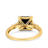 Asscher Cut Art Deco Wedding Engagement Ring Bridal Baguette Simulated Cubic Zirconia 925 Sterling Silver