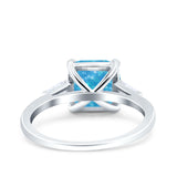 Asscher Cut Art Deco Wedding Engagement Ring Bridal Baguette Simulated Cubic Zirconia 925 Sterling Silver
