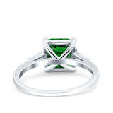 Asscher Cut Art Deco Wedding Engagement Ring Bridal Baguette Simulated Cubic Zirconia 925 Sterling Silver