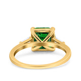 Asscher Cut Art Deco Wedding Engagement Ring Bridal Baguette Simulated Cubic Zirconia 925 Sterling Silver