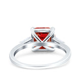 Asscher Cut Art Deco Wedding Engagement Ring Bridal Baguette Simulated Cubic Zirconia 925 Sterling Silver
