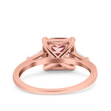 Asscher Cut Art Deco Wedding Engagement Ring Bridal Baguette Simulated Cubic Zirconia 925 Sterling Silver