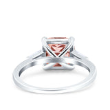 Asscher Cut Art Deco Wedding Engagement Ring Bridal Baguette Simulated Cubic Zirconia 925 Sterling Silver