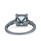 Asscher Cut Art Deco Wedding Engagement Ring Bridal Baguette Simulated Cubic Zirconia 925 Sterling Silver