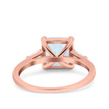 Asscher Cut Art Deco Wedding Engagement Ring Bridal Baguette Simulated Cubic Zirconia 925 Sterling Silver