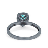 Vintage Style Art Deco Solitaire Accent Pear Wedding Engagement Ring Simulated Cubic Zirconia 925 Sterling Silver