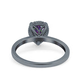 Vintage Style Art Deco Solitaire Accent Pear Wedding Engagement Ring Simulated Cubic Zirconia 925 Sterling Silver