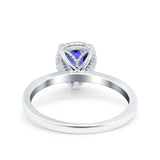 Vintage Style Art Deco Solitaire Accent Pear Wedding Engagement Ring Simulated Cubic Zirconia 925 Sterling Silver