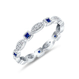 Full Eternity Stackable Ring Wedding Band Round Simulated Cubic Zirconia 925 Sterling Silver (3mm)