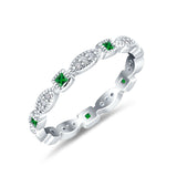 Full Eternity Stackable Ring Wedding Band Round Simulated Cubic Zirconia 925 Sterling Silver (3mm)