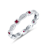 Full Eternity Stackable Ring Wedding Band Round Simulated Cubic Zirconia 925 Sterling Silver (3mm)