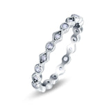 Full Eternity Stackable Ring Wedding Band Round Simulated Cubic Zirconia 925 Sterling Silver (3mm)
