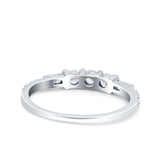 Simple Band Wedding Ring Baguette Round Simulated Cubic Zirconia 925 Sterling Silver (6mm)