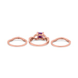 Three Piece Infinity Shank Cushion Cut Art Deco Halo Engagement Ring Round Simulated Cubic Zirconia 925 Sterling Silver