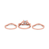 Three Piece Infinity Shank Cushion Cut Art Deco Halo Engagement Ring Round Simulated Cubic Zirconia 925 Sterling Silver