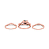 Three Piece Infinity Shank Cushion Cut Art Deco Halo Engagement Ring Round Simulated Cubic Zirconia 925 Sterling Silver