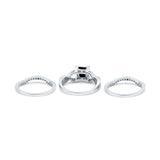 Three Piece Infinity Shank Cushion Cut Art Deco Halo Engagement Ring Round Simulated Cubic Zirconia 925 Sterling Silver