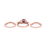 Three Piece Infinity Shank Cushion Cut Art Deco Halo Engagement Ring Round Simulated Cubic Zirconia 925 Sterling Silver