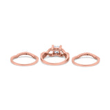 Three Piece Infinity Shank Cushion Cut Art Deco Halo Engagement Ring Round Simulated Cubic Zirconia 925 Sterling Silver