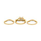 Three Piece Infinity Shank Cushion Cut Art Deco Halo Engagement Ring Round Simulated Cubic Zirconia 925 Sterling Silver